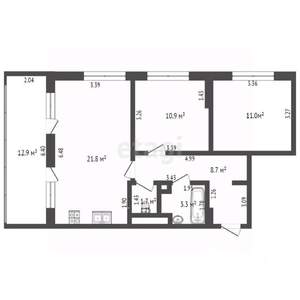2-к квартира, вторичка, 71м2, 4/7 этаж