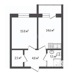 1-к квартира, вторичка, 44м2, 7/9 этаж