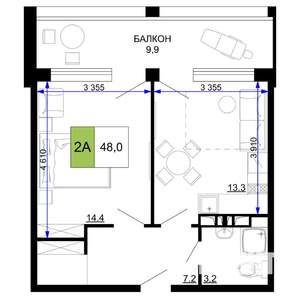 2-к квартира, вторичка, 48м2, 3/9 этаж