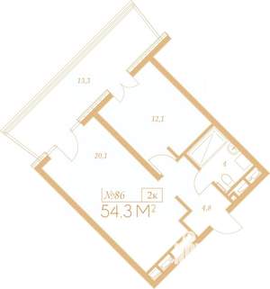 2-к квартира, вторичка, 64м2, 6/9 этаж