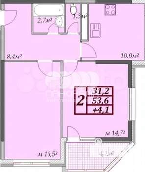 2-к квартира, вторичка, 58м2, 11/13 этаж