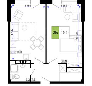 2-к квартира, вторичка, 49м2, 2/9 этаж