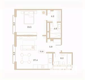 1-к квартира, вторичка, 71м2, 2/7 этаж