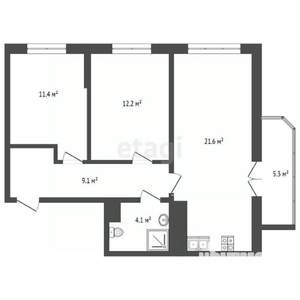 2-к квартира, вторичка, 64м2, 9/15 этаж