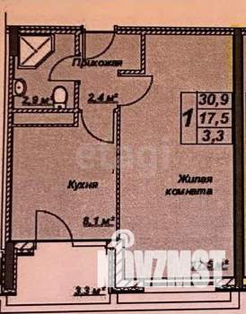 1-к квартира, вторичка, 34м2, 2/7 этаж