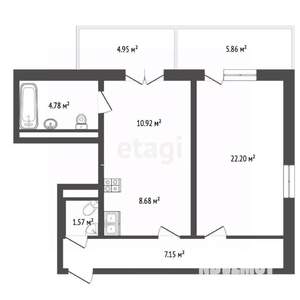 1-к квартира, вторичка, 58м2, 6/20 этаж