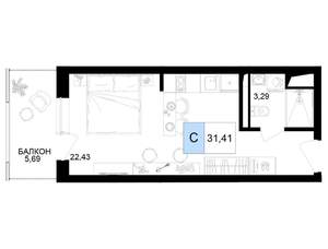 Студия квартира, вторичка, 31м2, 4/8 этаж