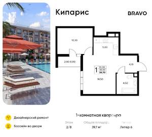 1-к квартира, вторичка, 40м2, 2/8 этаж