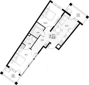 2-к квартира, вторичка, 59м2, 2/8 этаж