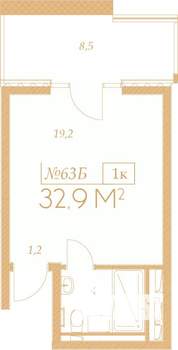 1-к квартира, вторичка, 39м2, 3/9 этаж