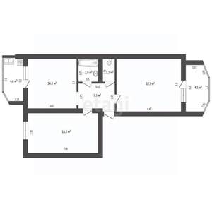 2-к квартира, вторичка, 67м2, 1/5 этаж