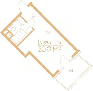 1-к квартира, вторичка, 31м2, 7/9 этаж