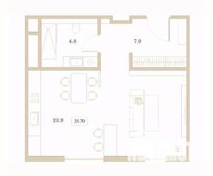 1-к квартира, вторичка, 36м2, 3/7 этаж