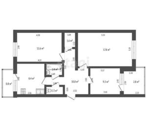 3-к квартира, вторичка, 68м2, 4/6 этаж