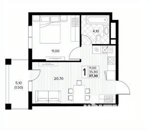 1-к квартира, вторичка, 37м2, 7/8 этаж