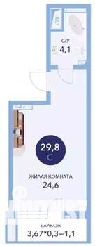 Студия квартира, вторичка, 30м2, 5/16 этаж