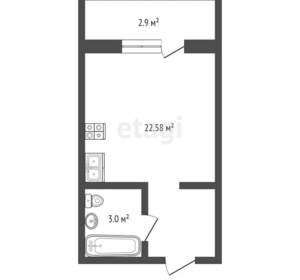 Студия квартира, вторичка, 35м2, 6/19 этаж
