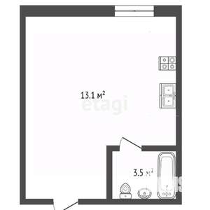 Студия квартира, вторичка, 17м2, 1/7 этаж