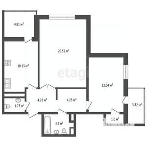 2-к квартира, вторичка, 65м2, 10/16 этаж