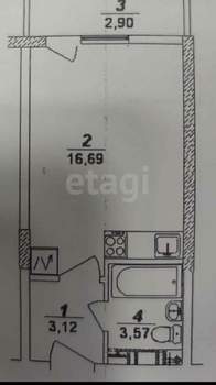 Студия квартира, вторичка, 27м2, 4/21 этаж