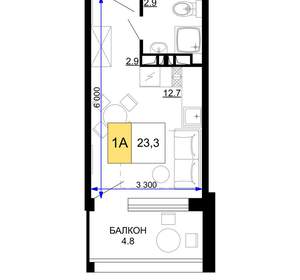 1-к квартира, вторичка, 23м2, 2/9 этаж
