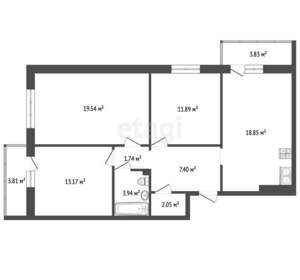 3-к квартира, вторичка, 81м2, 5/16 этаж