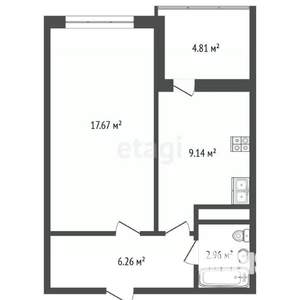 1-к квартира, вторичка, 41м2, 15/17 этаж