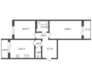 2-к квартира, вторичка, 60м2, 2/16 этаж