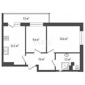 2-к квартира, вторичка, 64м2, 1/4 этаж