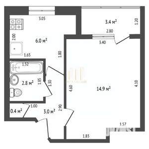 1-к квартира, вторичка, 27м2, 1/5 этаж