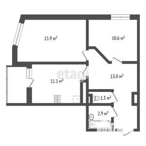 2-к квартира, вторичка, 54м2, 16/16 этаж