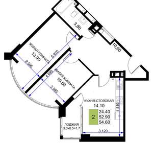 2-к квартира, вторичка, 55м2, 9/12 этаж