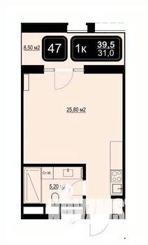 Студия квартира, вторичка, 40м2, 3/9 этаж