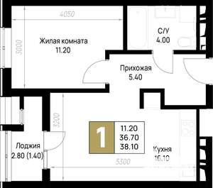 1-к квартира, строящийся дом, 38м2, 7/12 этаж