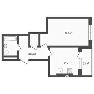 1-к квартира, вторичка, 46м2, 9/18 этаж