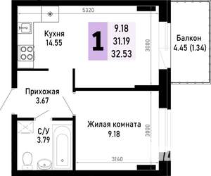 1-к квартира, вторичка, 33м2, 4/4 этаж