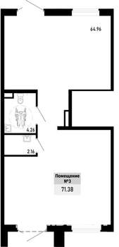 1-к квартира, строящийся дом, 71м2, 1/4 этаж