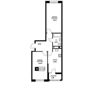 2-к квартира, вторичка, 60м2, 20/20 этаж
