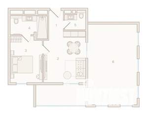 1-к квартира, вторичка, 95м2, 5/6 этаж