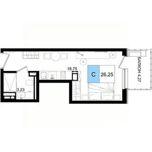 Студия квартира, вторичка, 26м2, 8/9 этаж