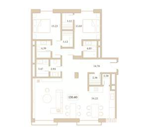 2-к квартира, вторичка, 130м2, 6/7 этаж