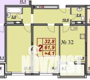2-к квартира, вторичка, 62м2, 6/17 этаж