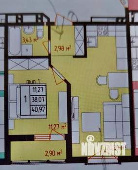 1-к квартира, вторичка, 41м2, 4/18 этаж