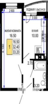 1-к квартира, вторичка, 33м2, 4/12 этаж