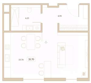 Студия квартира, вторичка, 36м2, 3/7 этаж