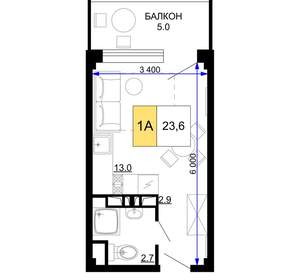 1-к квартира, вторичка, 24м2, 9/9 этаж