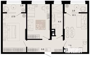 3-к квартира, вторичка, 71м2, 9/12 этаж