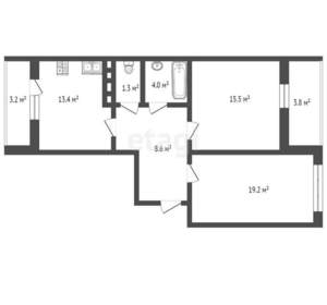 2-к квартира, вторичка, 62м2, 2/12 этаж