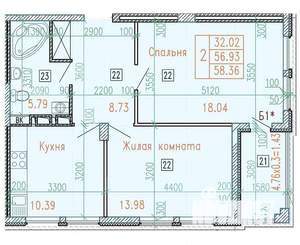 2-к квартира, вторичка, 60м2, 11/12 этаж
