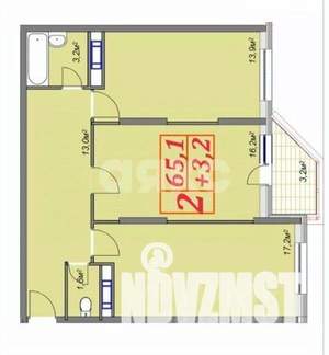 2-к квартира, вторичка, 68м2, 2/13 этаж